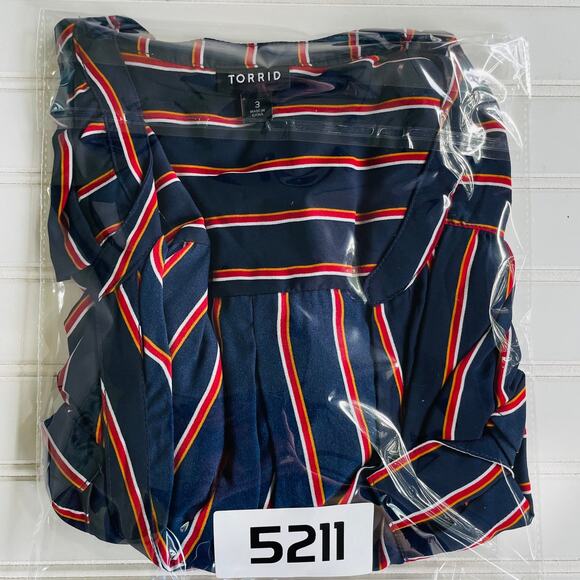 Torrid Navy Red Stripes Half Buttondown Shirt size 2X - Picture 12 of 12